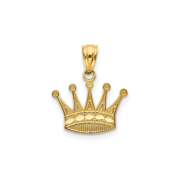 14k Real Yellow Gold Crown Pendant, 15x15mm Carousel 1