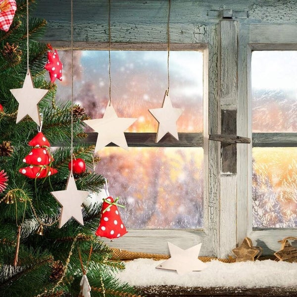 20pcs Wooden Star Blanke Disc DIY Craft Carousel 10