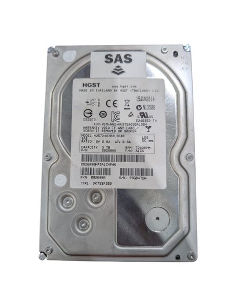 HGST 3TB SAS Hard Drive - Healthy no remapped sectors - 7200RPM Carousel 1
