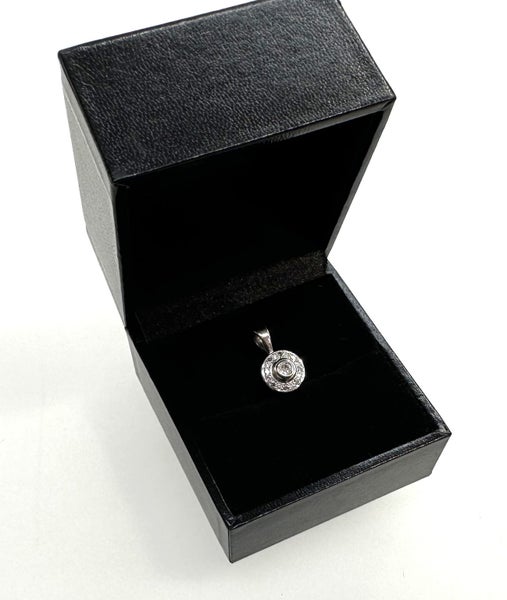9ct White Gold Diamond Pendant With Valuation (Safe) Carousel 1