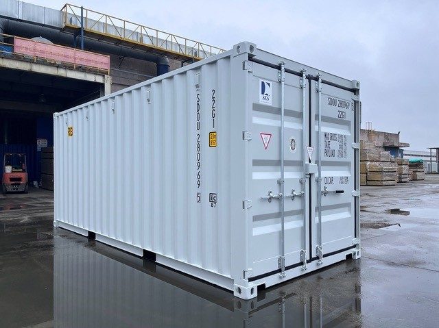 20ft Std Double Door New Build Shipping Container - Light Grey Carousel 2