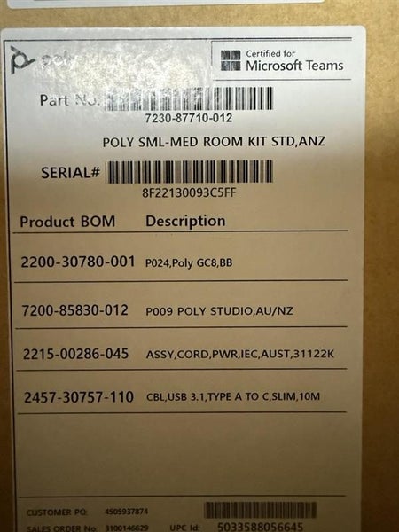 Poly Studio Medium Room Kit for MS Teams: Studio USB Video Bar with GC8 Carousel 3