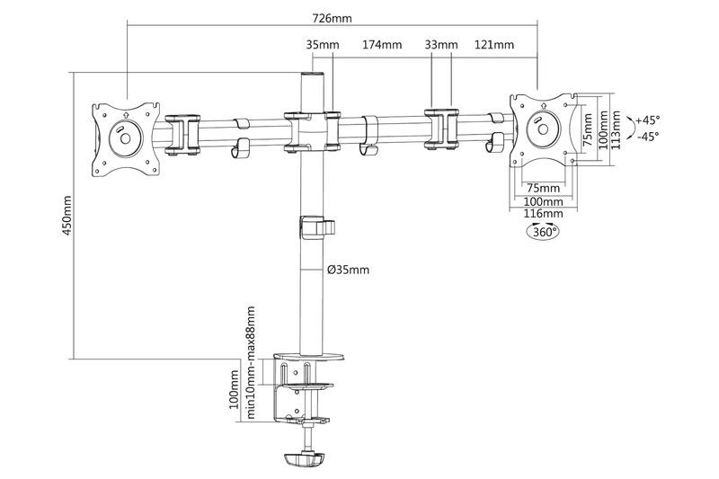Digitus 15-27" Dual Monitor Stand with Clamp Base 1 Year NZ Warranty Carousel 3