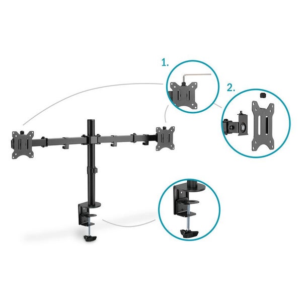 Digitus 15-32" Universal Dual Arm Monitor Clamp Base Mount 1 Year Warranty Carousel 1