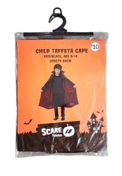Scare House Child Taffeta Cape Black 84cm Age 8-14 Carousel 1