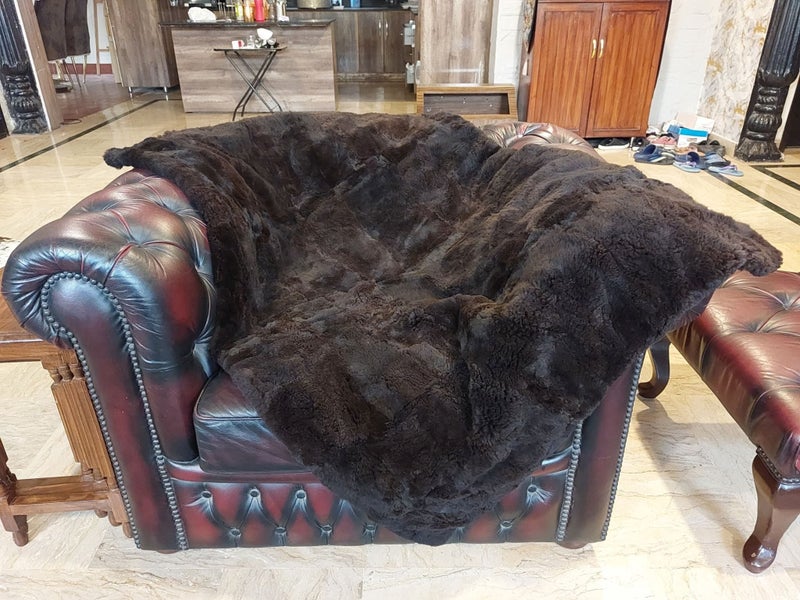 New Single Dark Brown Real NZ Sheared Possum Full Fur Throw - No Reserve! -B6507 Carousel 1