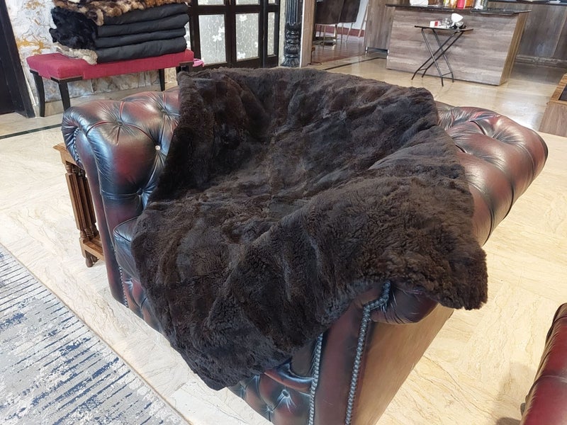 New Single Dark Brown Real NZ Sheared Possum Full Fur Throw - No Reserve! -B6507 Carousel 2
