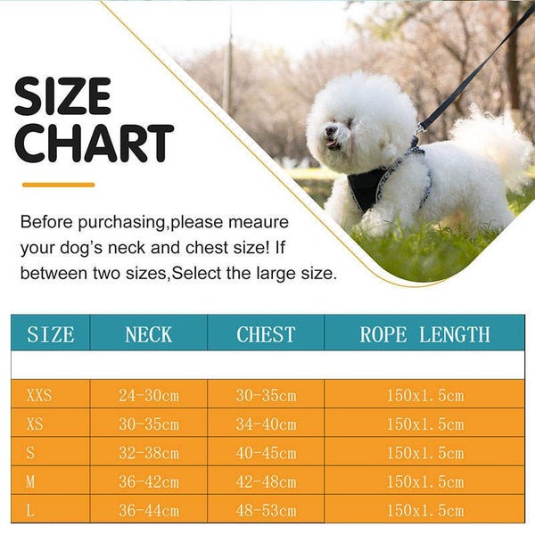 Dog Harness and Leash Adjustable with Reflective Strip for Puppy Cat-Orange Carousel 2