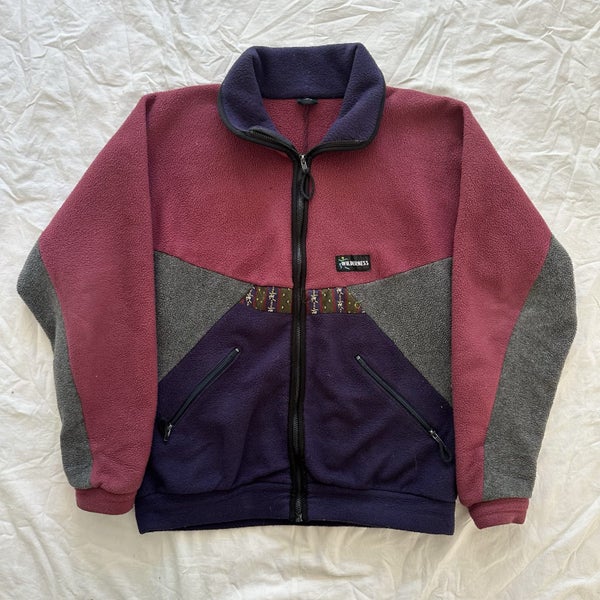 Vintage Wilderness Multi Coloured Patterned Fleece Jacket NZ Made Carousel 1