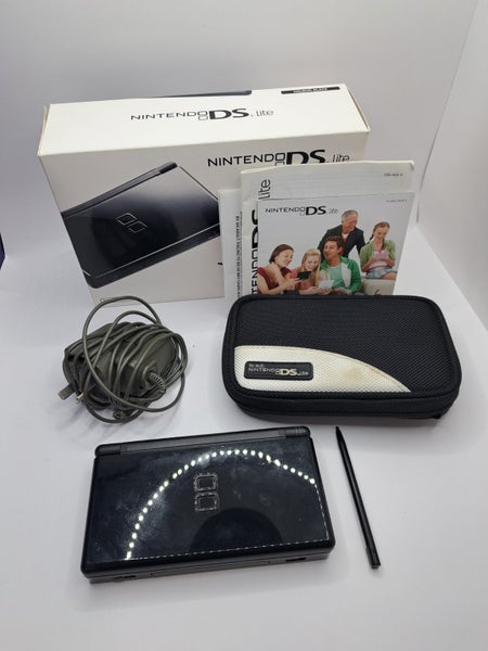* Black Nintendo DS Lite Console w/ Charger BOXED * Carousel 1
