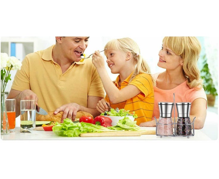 Stainless Steel Salt and Pepper Grinder Set With Stand - Adjustable Coarsenes Carousel 8
