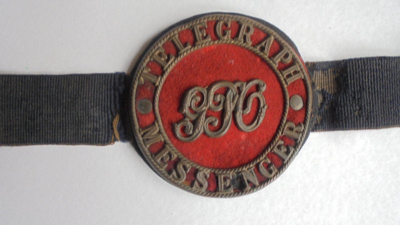 Telegraph Messengers arm band. General Post Office, Victorian period Carousel 1