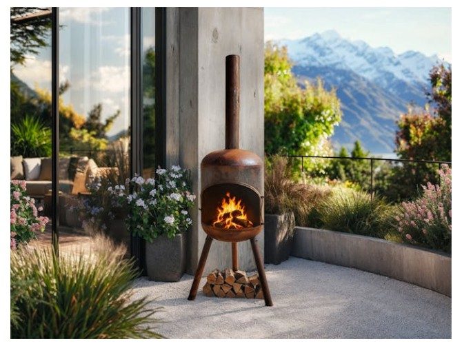 Ronda Corten Steel Outdoor Fireplace Grill Carousel 2