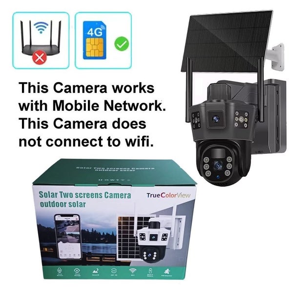 2x 4G Solar Powered Dual Lens 12MP Wireless Outdoor Security CCTV Cameras Carousel 10