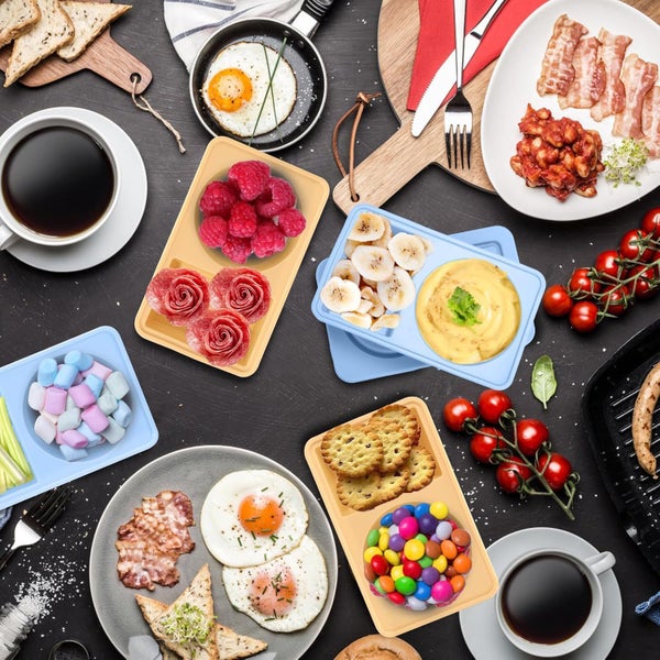 2 Silicone Double Compartment Seasoning Sauce Snack Boxes Lunch Boxes Carousel 5