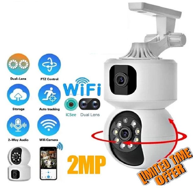 Combo Offer 2x Dual Lens Wifi Camera with Mobile App, Indoor CCTV Camera Carousel 11