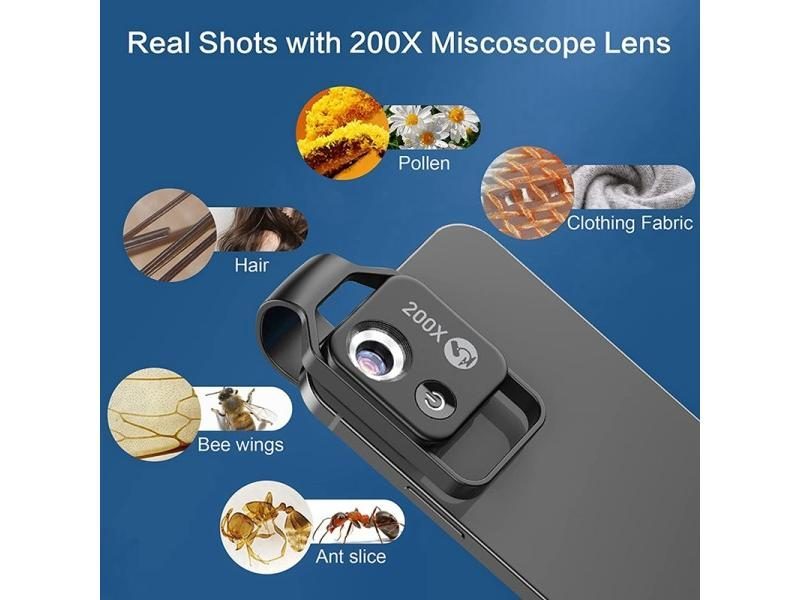200X Cell Phone Microscope Accessory CPL Lens Portable Mini Digital Microscope Carousel 1