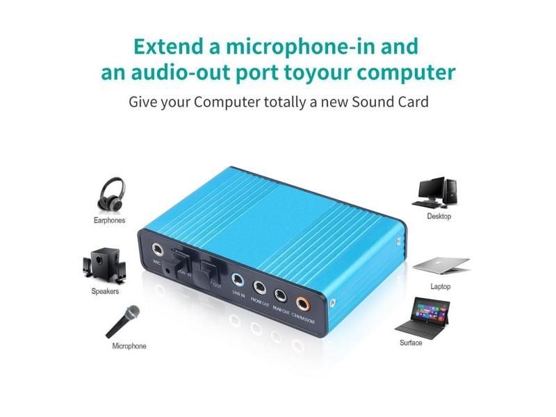 USB 2.0 6 Channel 5.1 Optical External Audio Card SPDIF Controller CM6206 Carousel 1