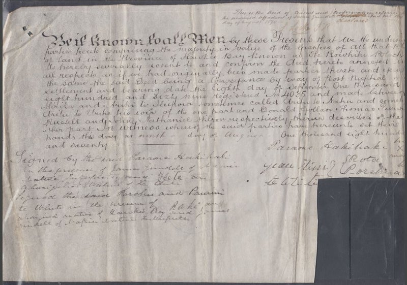NEW ZEALAND 1869 HISTORICAL LAND SALE DEED HAWKES BAY AREA Carousel 4