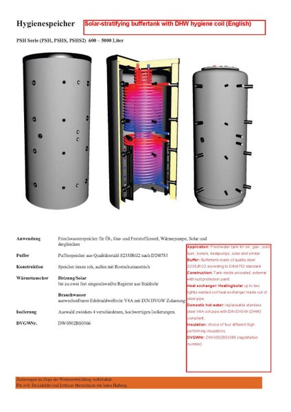 2000ltr Solar-stratifying buffertank with DHW hygiene coil Carousel 1