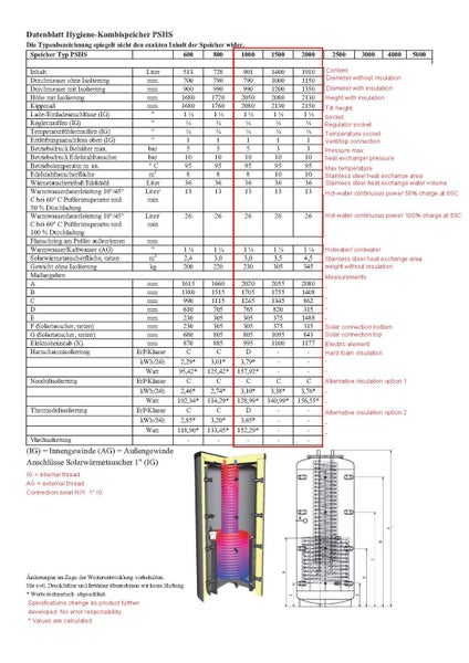 2000ltr Solar-stratifying buffertank with DHW hygiene coil Carousel 2