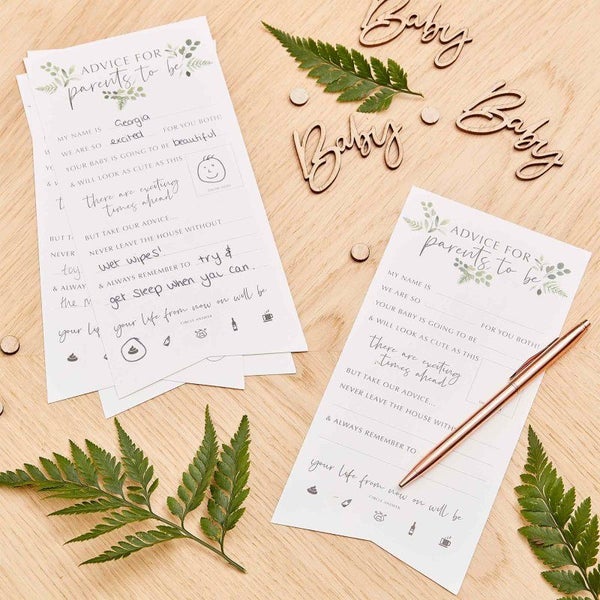 Baby Shower Advice Cards For Parents To Be x 10 Guest Book Keepsake Party Games Carousel 2