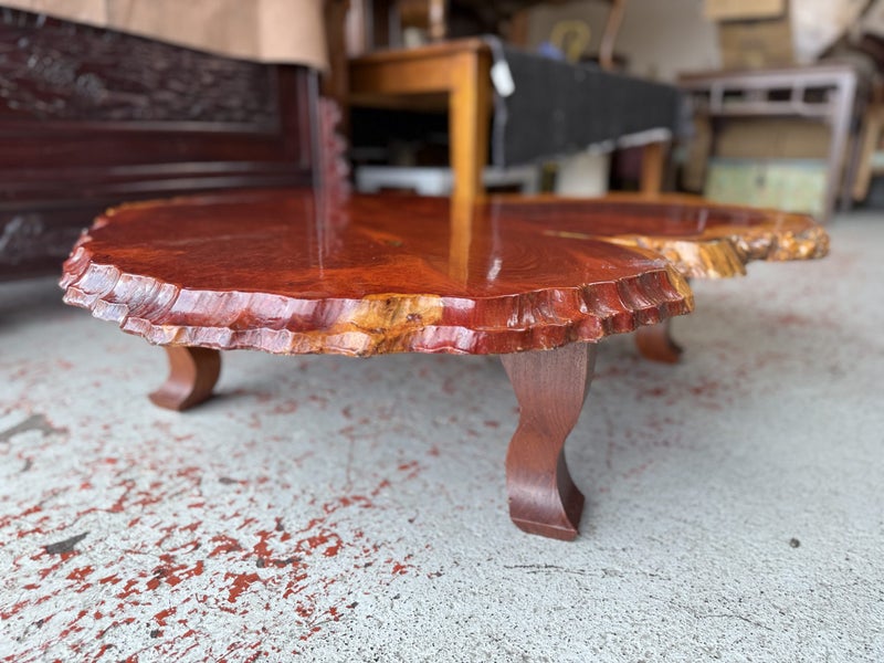A Vintage Japanese Solid Slab of Burr Timber Coffee Table Carousel 2