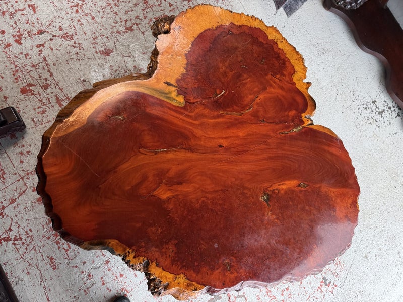 A Vintage Japanese Solid Slab of Burr Timber Coffee Table Carousel 20