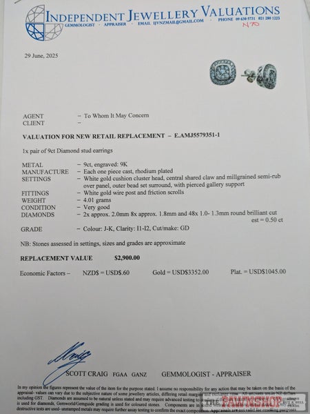 0.50ct TDW Diamond Stud Earrings in 9ct White Gold $2,900 Carousel 5