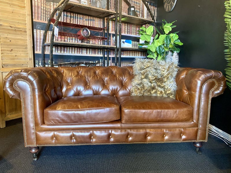 Urbano Interiors - Chesterfield Aged Italian Leather 2 Seater Carousel 1