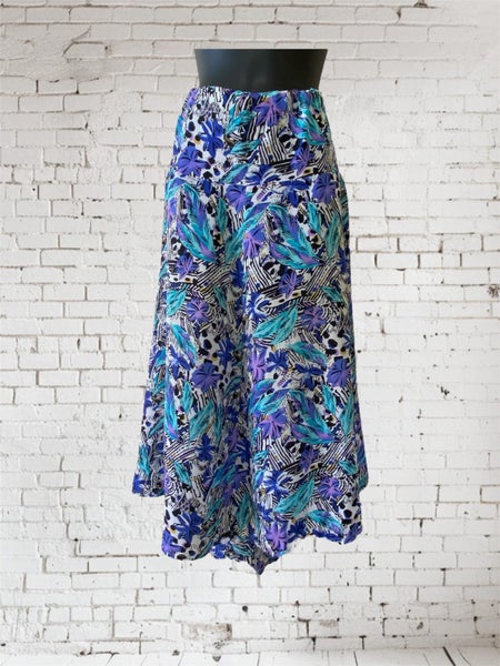 Vintage Skirt Size 16 – Bold Floral Abstract Print, Stretch Waist, Retro Look64401097782657110