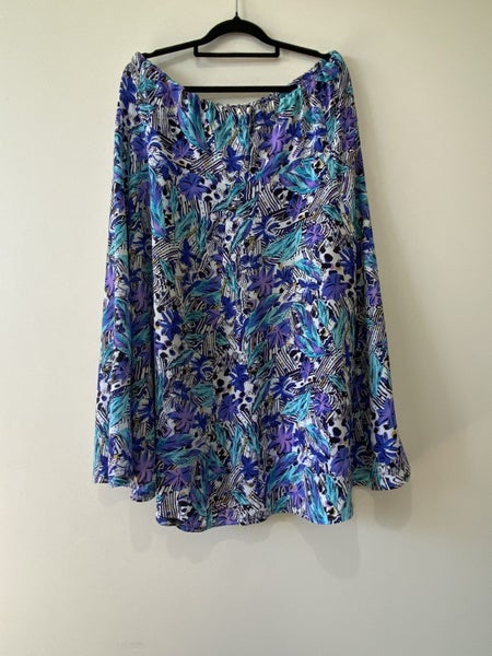 Vintage Skirt Size 16 – Bold Floral Abstract Print, Stretch Waist, Retro Look64401097782657111