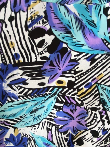 Vintage Skirt Size 16 – Bold Floral Abstract Print, Stretch Waist, Retro Look64401097782657113