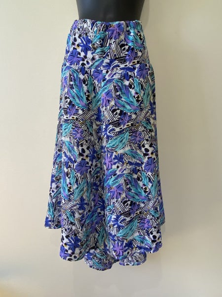 Vintage Skirt Size 16 – Bold Floral Abstract Print, Stretch Waist, Retro Look64401097782657114