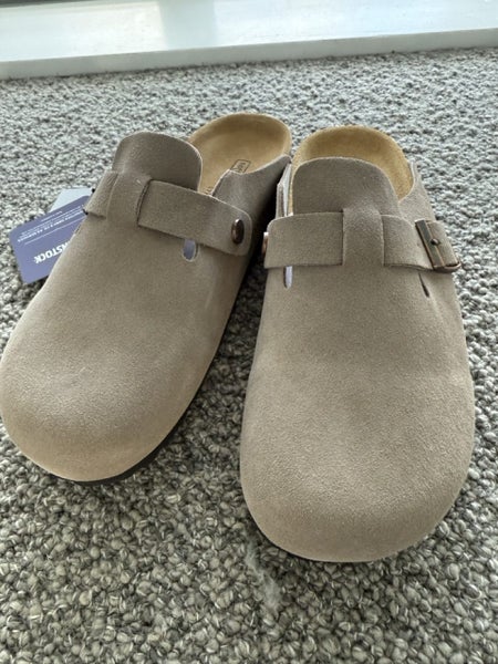 Birkenstock Boston Suede Clogs -sand, EU Size 38, Soft Footbed Slip Carousel 1