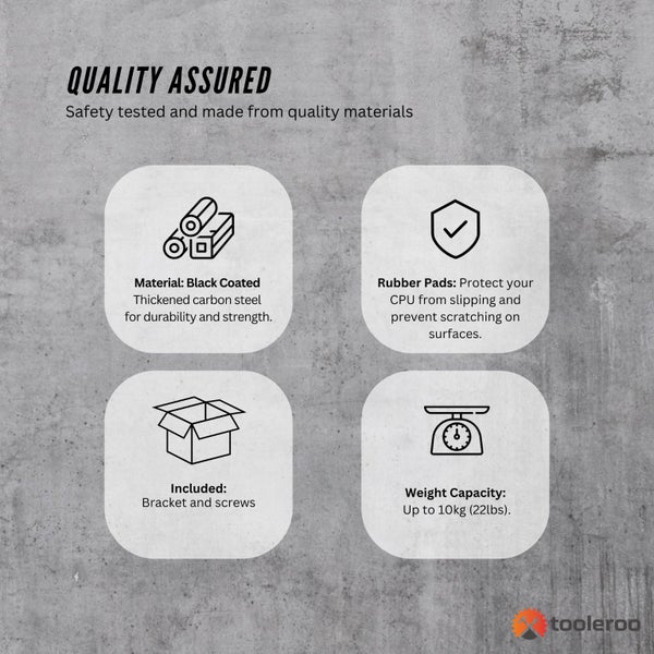 Tooleroo Under Desk CPU Holder PC Mount - Adjustable 360 Degree Rotation Rack Carousel 8