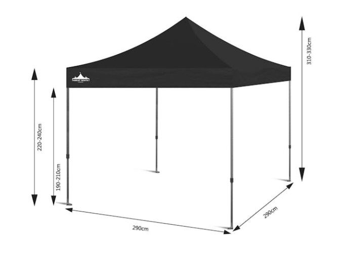 Great White Pop Up Gazebo 3m x 3m Black Carousel 8