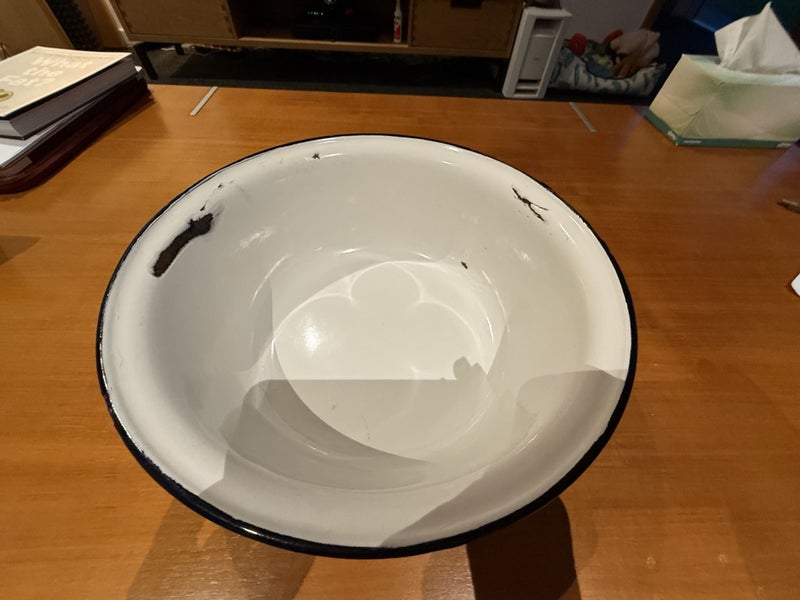 Large White/Black Enamel Mixing Bowl Carousel 2