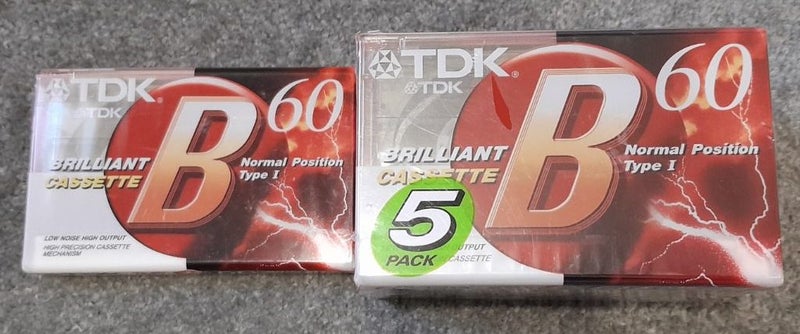 6 x TDK B-60 min Blank Audio Cassette Tapes (new/sealed) Carousel 2