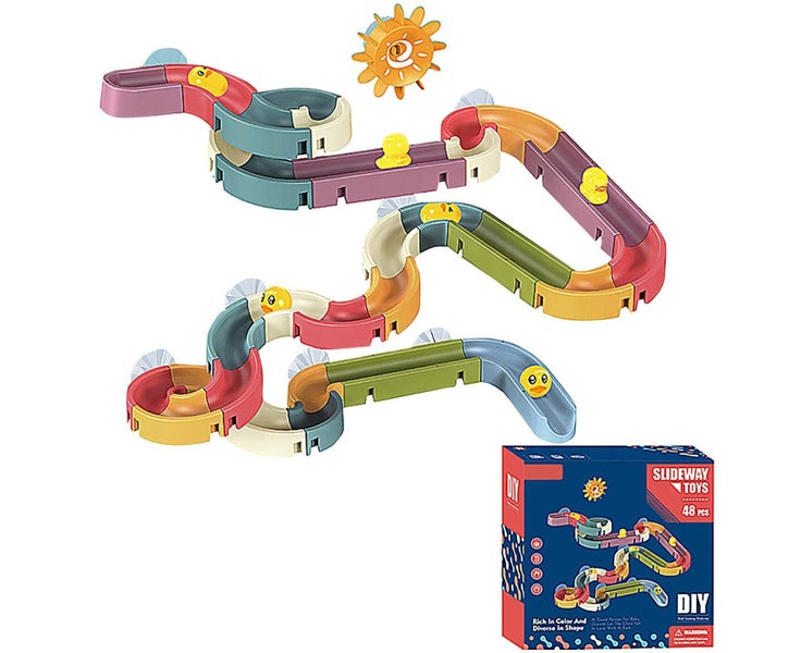 Toy Bath Toys Fun DIY Slide Indoor Waterfalls Track Stick To Wall Bathtub Toy Carousel 1