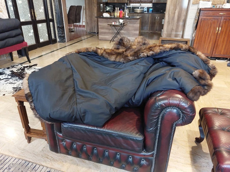 New KING Blanket Natural Brown Real NZ Possum Full Fur Throw - No Reserve! B6523 Carousel 7