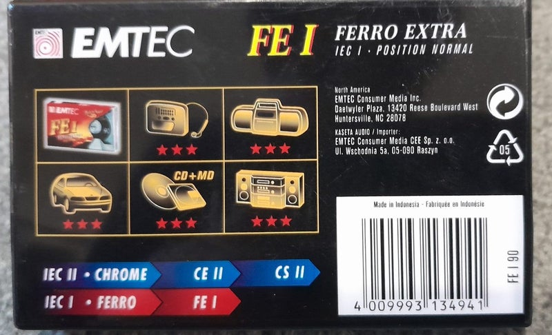 EMTEC (BASF) 4 x Ferro Extra FE-I 90 min Blank Audio Cassette Tapes (new) Carousel 4