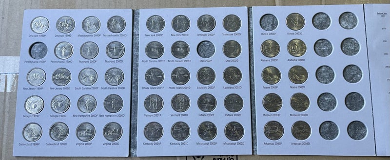 USA 127x State Quarter Dollar Coins and 3x Albums Collection 1999-2009 Carousel 2