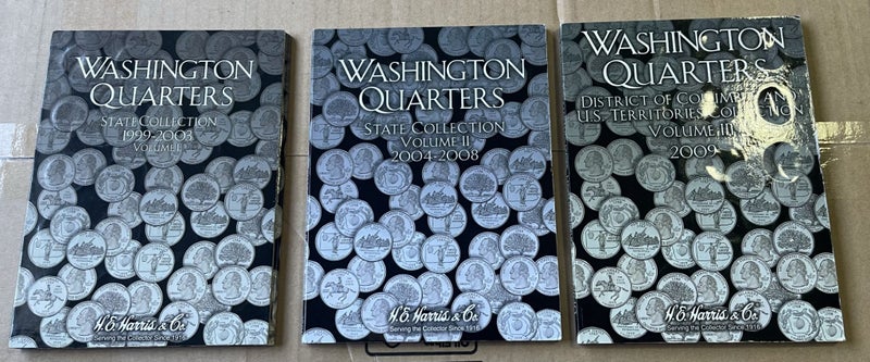 USA 127x State Quarter Dollar Coins and 3x Albums Collection 1999-2009 Carousel 1