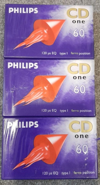 3 x Philips "CD One" 60 minute Blank Audio Cassette Tapes (sealed) Carousel 1