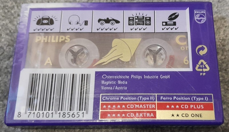 3 x Philips "CD One" 60 minute Blank Audio Cassette Tapes (sealed) Carousel 3