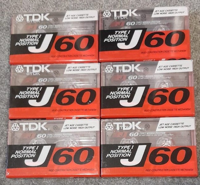 TDK for the Jet Age! 6 x TDK J-60 min Blank Audio Cassette Tapes (new/sealed) Carousel 1