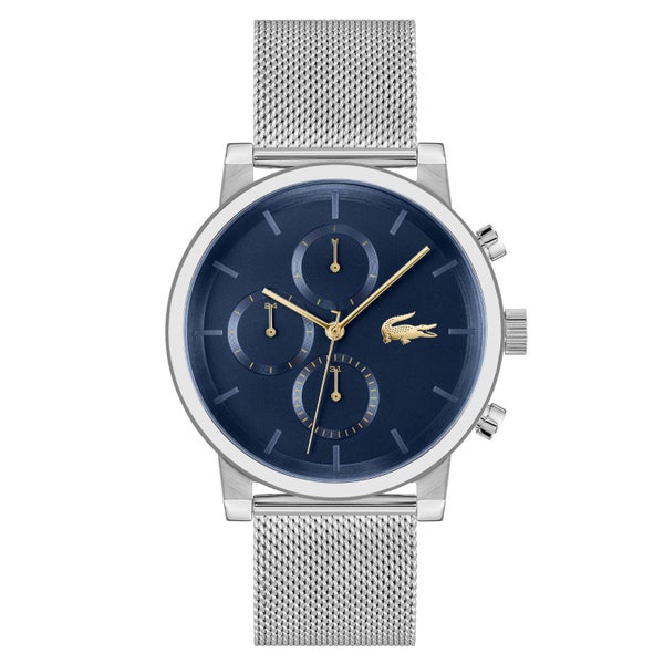 Lacoste Silver-Tone Steel Mesh Blue Dial Multi-function Men's Watch - 2011409 Carousel 1