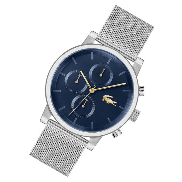 Lacoste Silver-Tone Steel Mesh Blue Dial Multi-function Men's Watch - 2011409 Carousel 2