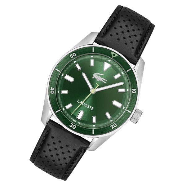 Lacoste Black Leather Green Dial Men's Watch - 2011423 Carousel 2